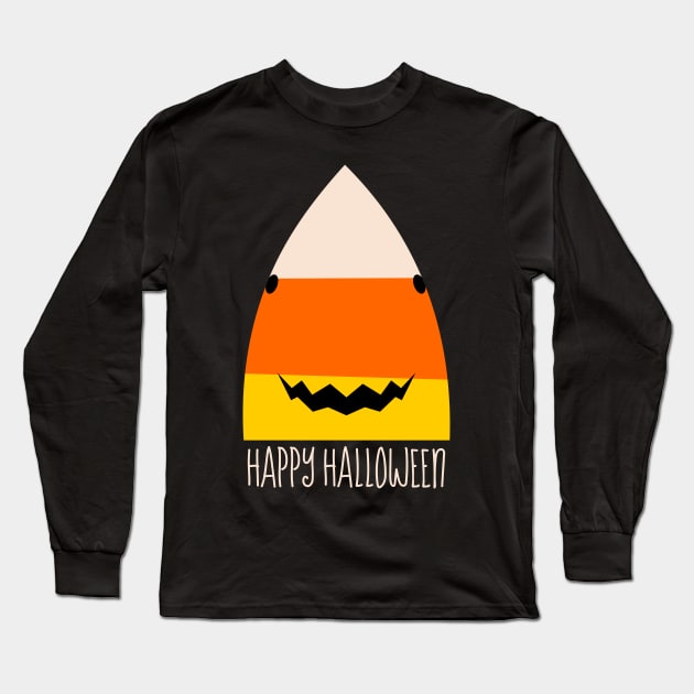 Candy Corn Shark Long Sleeve T-Shirt by AlbaDigitalArt